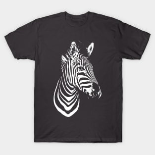 Zebra - White on Charcoal T-Shirt